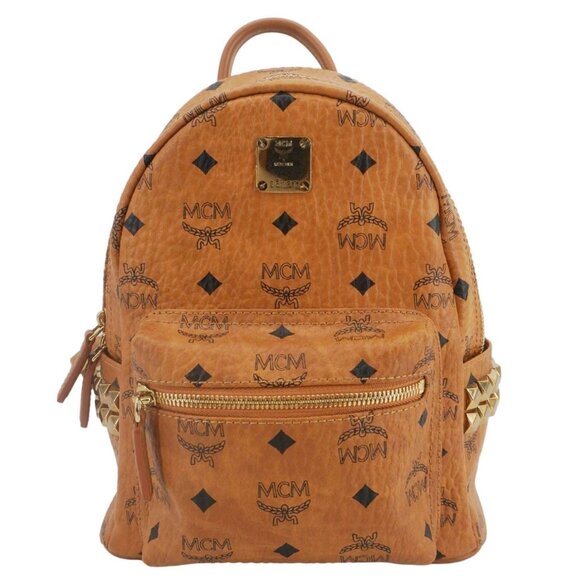 MCM  Stark Side Stud Visetos Canvas Backpack Bag Cognac main image 10
